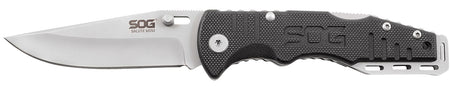SOG SOGFF1001C Salute Mini 3.10" Folding Clip Point Plain Bead Blasted 8Cr13MoV SS Blade Black G10 Handle with Pocket Clip