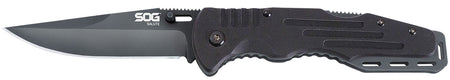SOG SOG-FF11-CP Salute 3.62" Folding Clip Point Plain Black Hardcased 8Cr13MoV SS Blade Black G10 Handle with Belt Clip