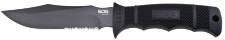 S.O.G SOGM37K Seal Pup 4.75" Fixed Clip Point Partially Serrated Powder Coated AUS-8A SS Blade Black GRN Handle with Kydex Sheath