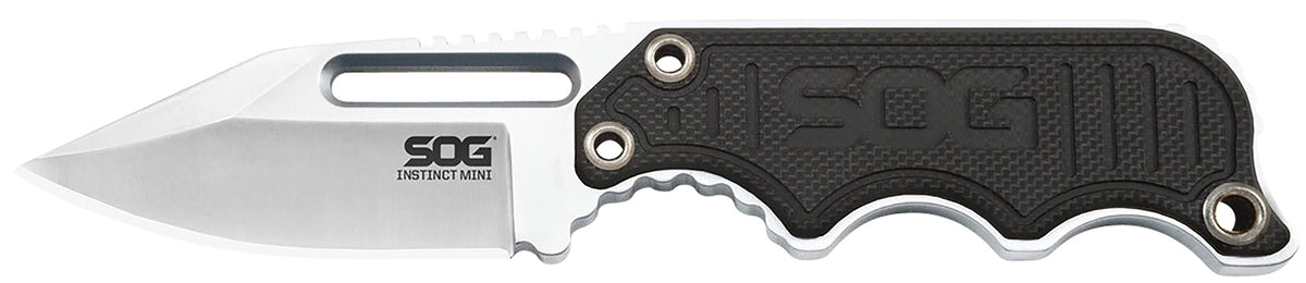 S.O.G SOG-NB1002-C Instinct Mini 1.90" Fixed Clip Point Plain Satin 5Cr15MoV SS Blade Black/Silver G10/SS Handle w/ Lanyard & Sheath