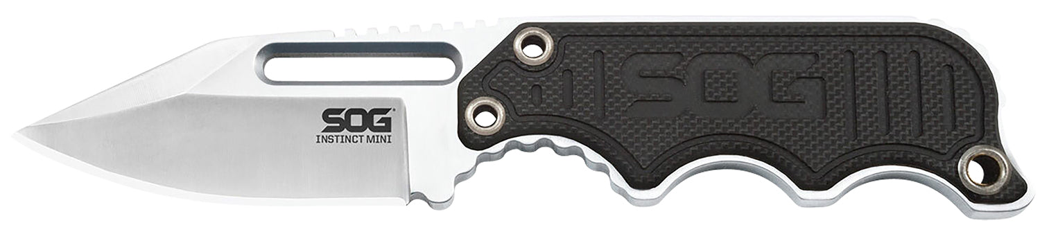 S.O.G SOG-NB1002-C Instinct Mini 1.90" Fixed Clip Point Plain Satin 5Cr15MoV SS Blade Black/Silver G10/SS Handle w/ Lanyard & Sheath