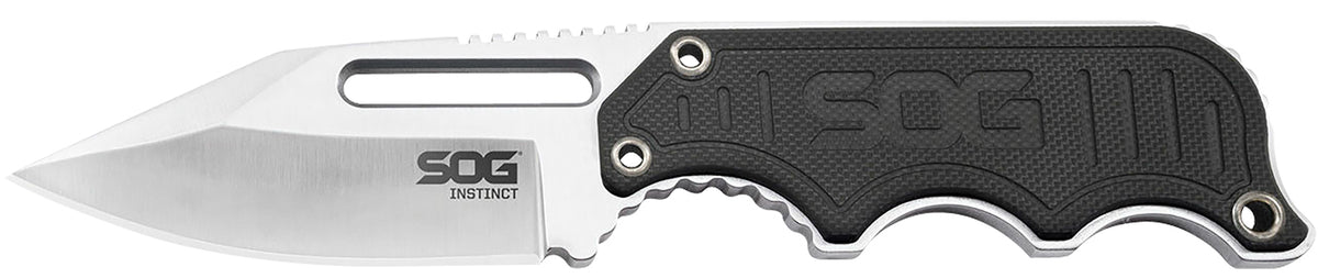 S.O.G SOG-NB1012-C Instinct 2.30" Fixed Clip Point Satin Polished 5Cr15MoV SS Blade G10/SS Handle with Nylon Sheath