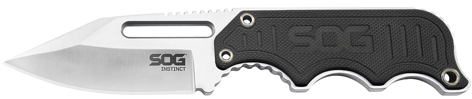 S.O.G SOG-NB1012-C Instinct 2.30" Fixed Clip Point Satin Polished 5Cr15MoV SS Blade G10/SS Handle with Nylon Sheath