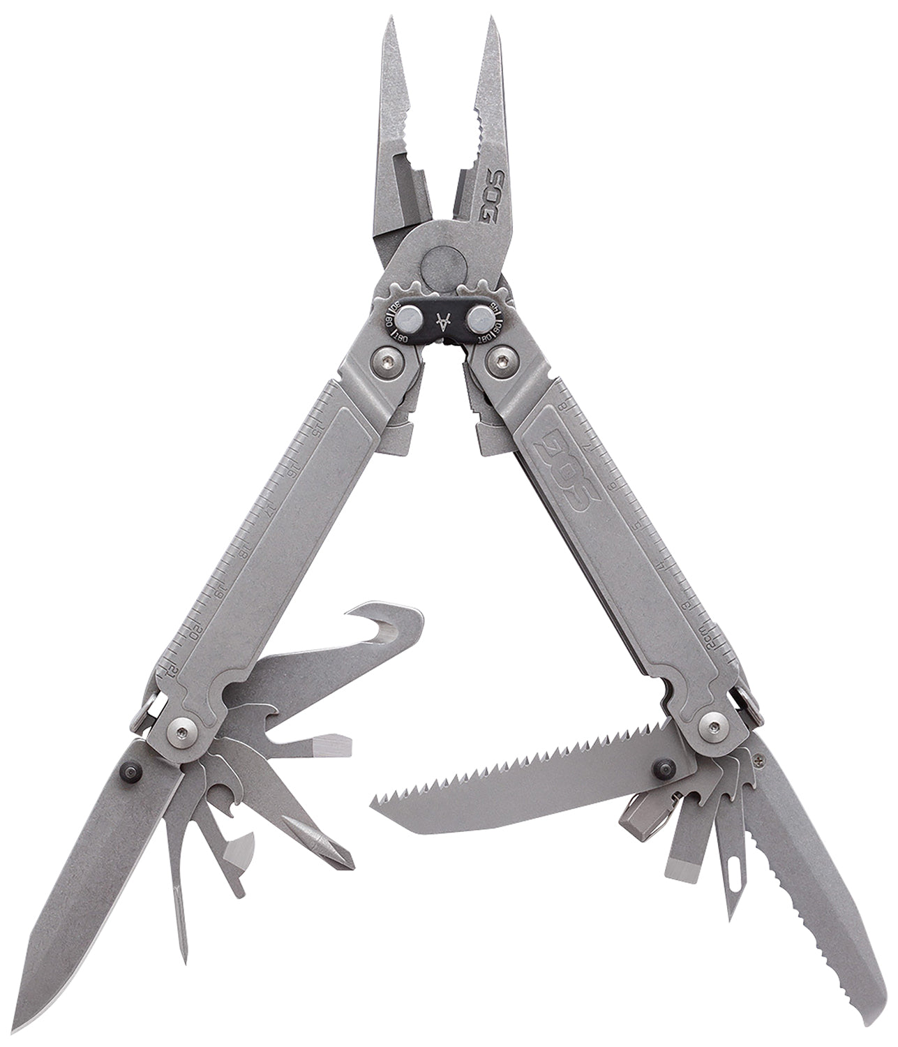 S.O.G SOGPA3001CP PowerAccess Assist MT Stone Washed 5Cr15MoV Stainless Steel Multi-Tool 6.82" Long with 18 Tools