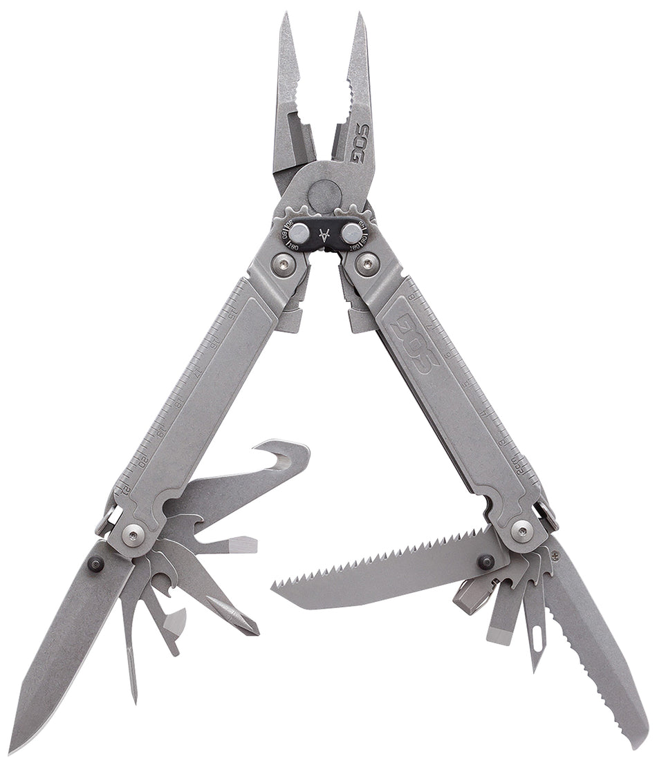 S.O.G SOGPA3001CP PowerAccess Assist MT Stone Washed 5Cr15MoV Stainless Steel Multi-Tool 6.82" Long with 18 Tools