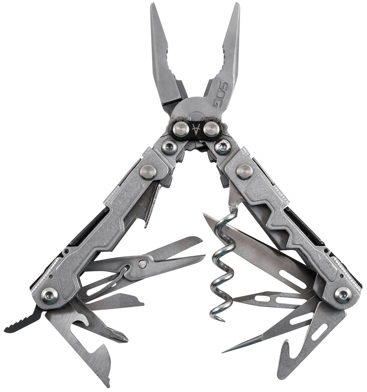 S.O.G SOG-PL1001-C PowerLitre Stonewashed 5Cr15MoV Stainless Steel Multi-Tool 5.10" Long 19 Tools with Corkscrew