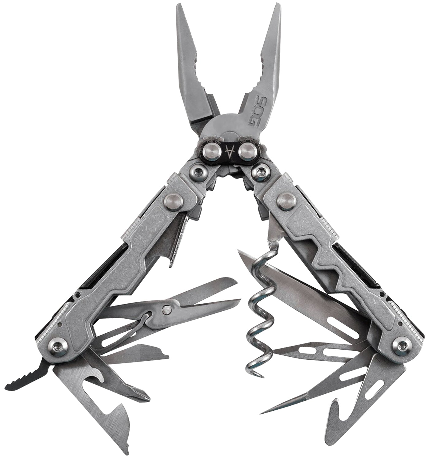 S.O.G SOG-PL1001-C PowerLitre Stonewashed 5Cr15MoV Stainless Steel Multi-Tool 5.10" Long 19 Tools with Corkscrew