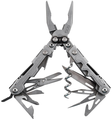 S.O.G SOG-PL1001-C PowerLitre Stonewashed 5Cr15MoV Stainless Steel Multi-Tool 5.10" Long 19 Tools with Corkscrew