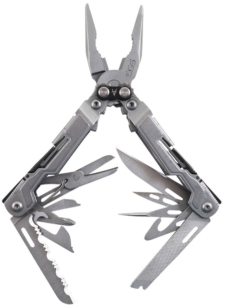 S.O.G SOG-PP1001-CP PowerPint Stonewashed Stainless Steel Mini Multi-Tool 5" Long 18 Tools with Magnetic Hex Bit Holder