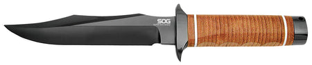 SOG SOGSB1TL Super SOG 7.50" Fixed Bowie Knife with Black TiCN Hardcased AUS-8A Blade and Leather Washer Handle