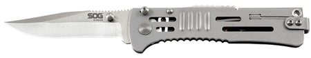 SOG SOG-SJ31-CP SlimJim 3.18" Folding Assisted Clip Point Satin AUS-8A Blade with Bead Blasted 420 SS Handle and Belt Clip