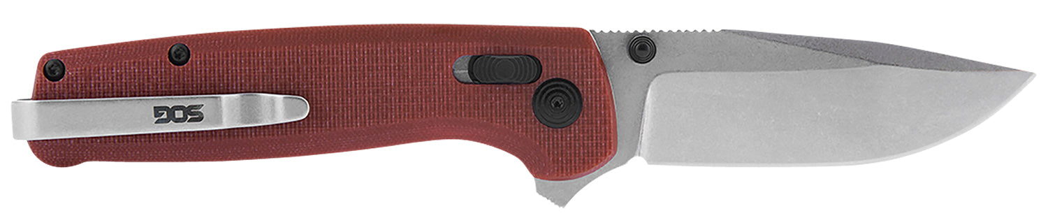 SOG SOGTM1023BX Terminus XR 2.95" Folding Clip Point Stonewashed D2 Steel Blade with Crimson G10 Handle and Box Packaging