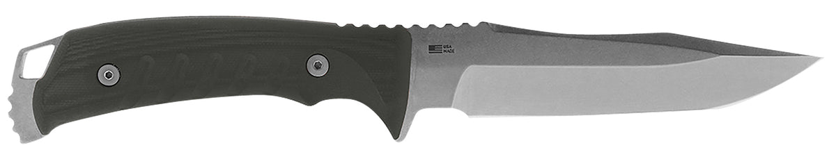 S.O.G Pillar 5" Fixed Blade Knife Clip Point Plain Stonewashed S35VN SS Blade Black Canvas Micarta Handle with Kydex Sheath