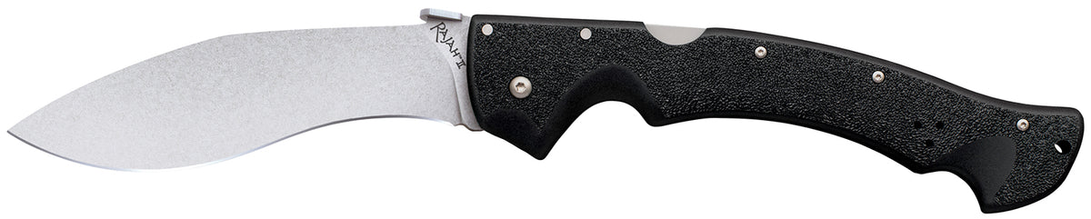 Cold Steel CS-62JL Rajah II 6" Folding Plain Stone Washed AUS-10A Stainless Blade Black Griv-Ex Handle