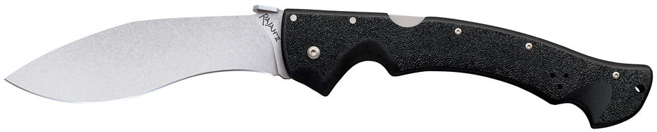 Cold Steel CS-62JL Rajah II 6" Folding Plain Stone Washed AUS-10A Stainless Blade Black Griv-Ex Handle