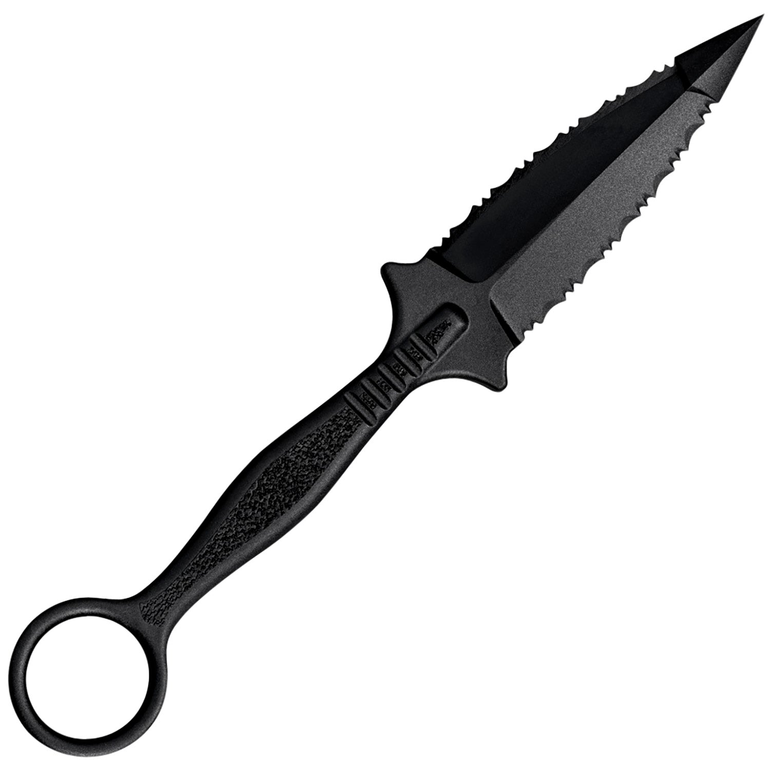 Cold Steel CS92FR FGX Ring Dagger 3.50" Fixed Serrated Black Griv-Ex Blade with Molded Ring Griv-Ex Handle