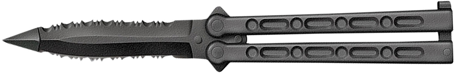 Cold Steel CS-92EAA FGX Balisong 5" Folding Serrated Black Griv-Ex Double-Edge Blade and Handle