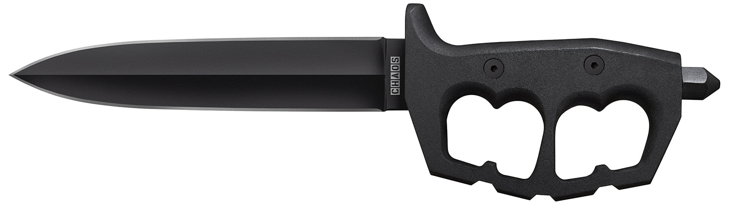 Cold Steel CS-80NTP Chaos Double Edge 7.50" Fixed Plain Black SK-5 High Carbon Blade Aluminum D-Ring Guard Handle