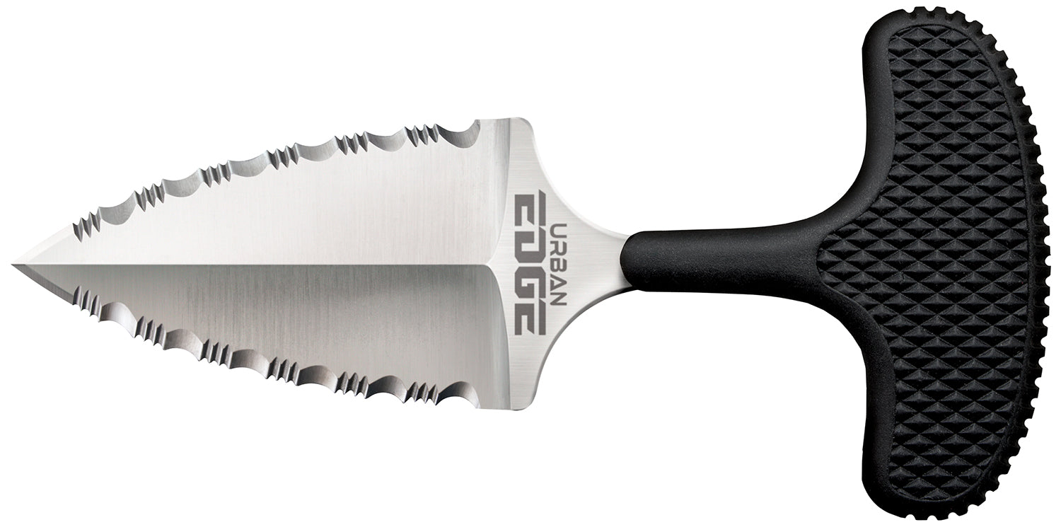 Cold Steel CS43XLSS Urban Edge 2.50" Fixed Blade Fully Serrated Stone Washed AUS-8A SS Blade Black Kray-Ex Handle