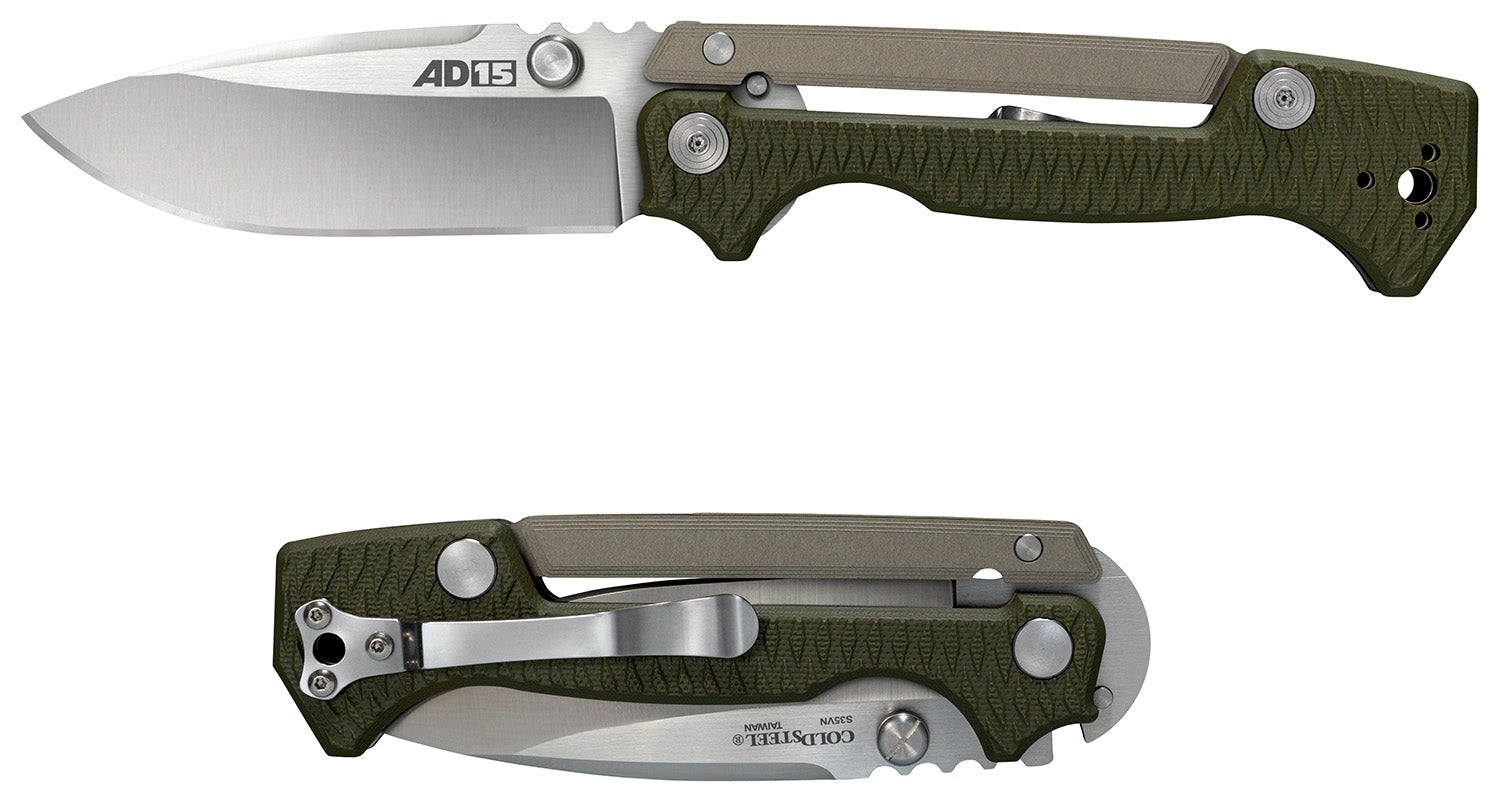 Cold Steel CS58SQ AD-15 3.50" Folding Spear Point S35VN Steel Blade Black Aluminum G10 Handle w/ Scorpion Lock