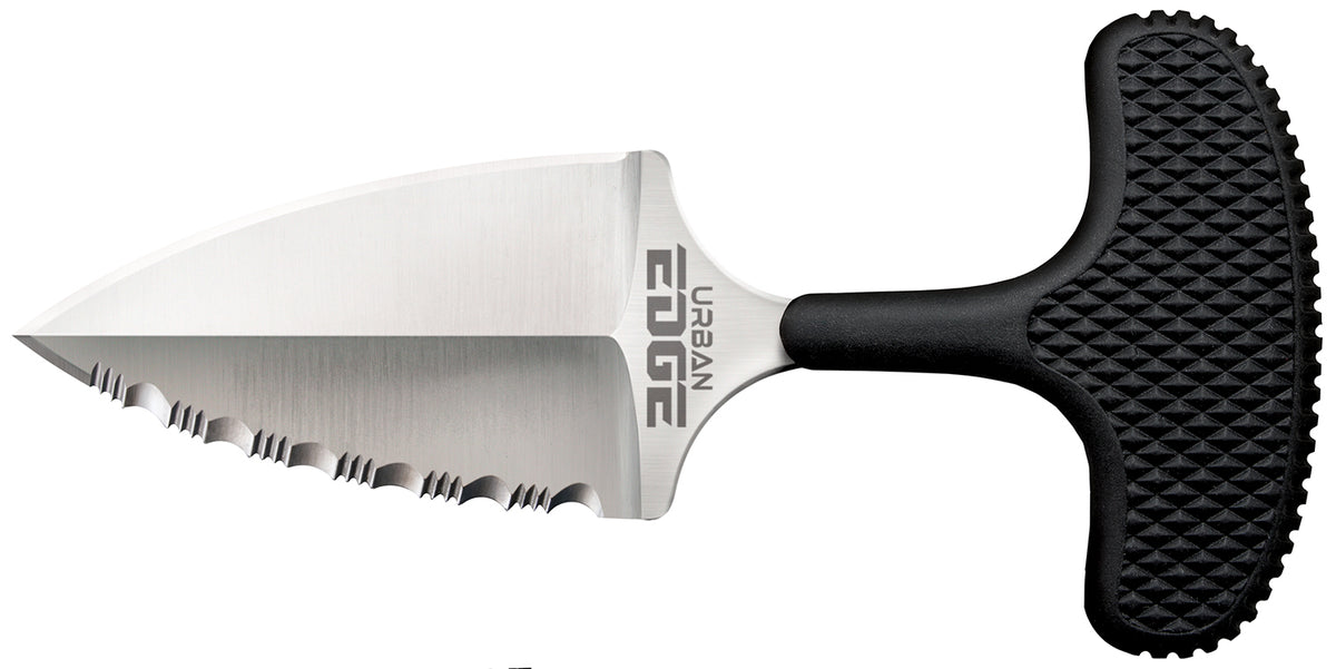 Cold Steel CS43XLS Urban Edge 2.50" Fixed Part Serrated Stone Washed AUS-8A SS Blade Black Kray-Ex Handle