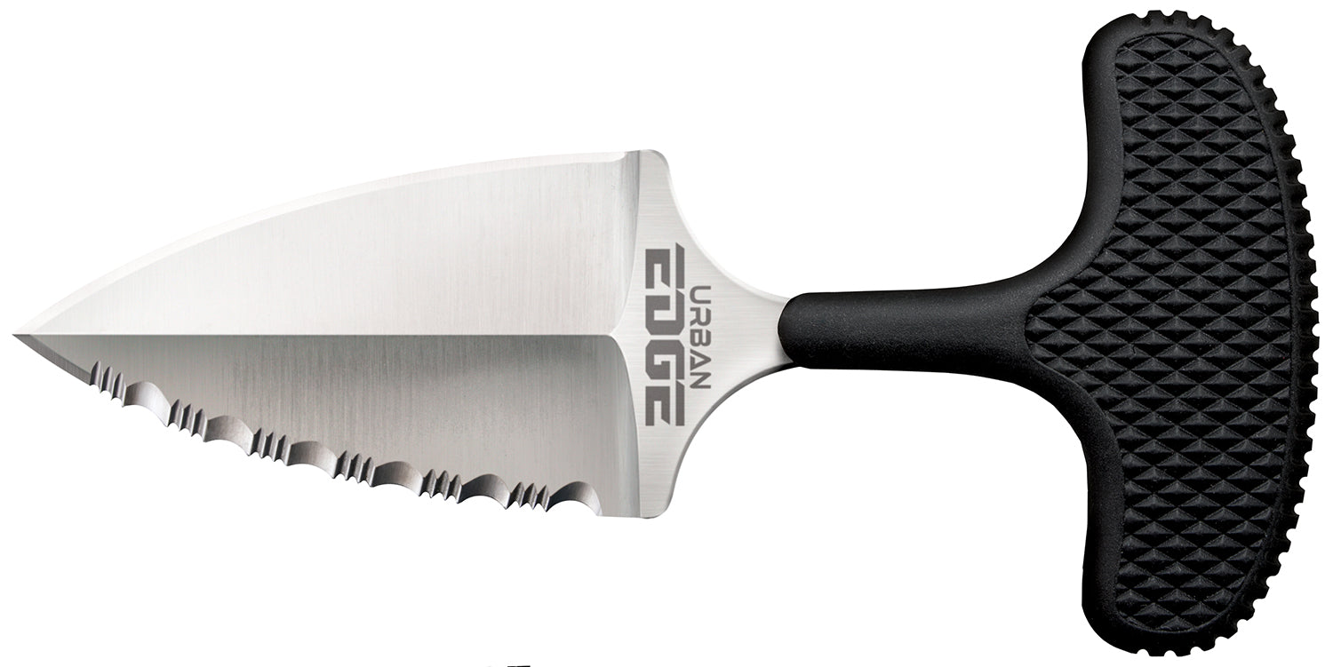 Cold Steel CS43XLS Urban Edge 2.50" Fixed Part Serrated Stone Washed AUS-8A SS Blade Black Kray-Ex Handle