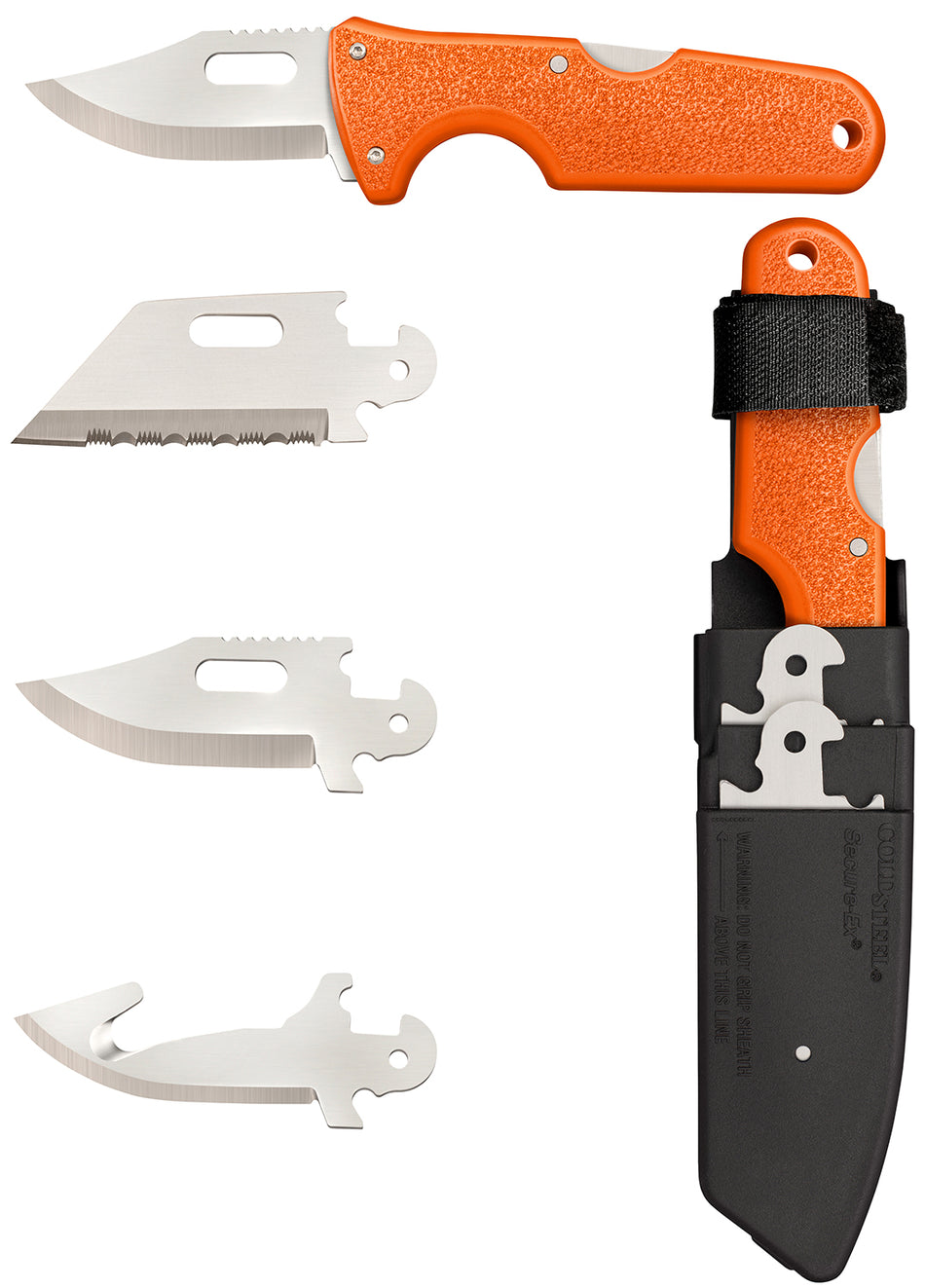 Cold Steel CS-40AL Click-N-Cut Hunter 2.50" Fixed Bowie Gut Hook Serrated 420J2 SS Blade Orange ABS Handle