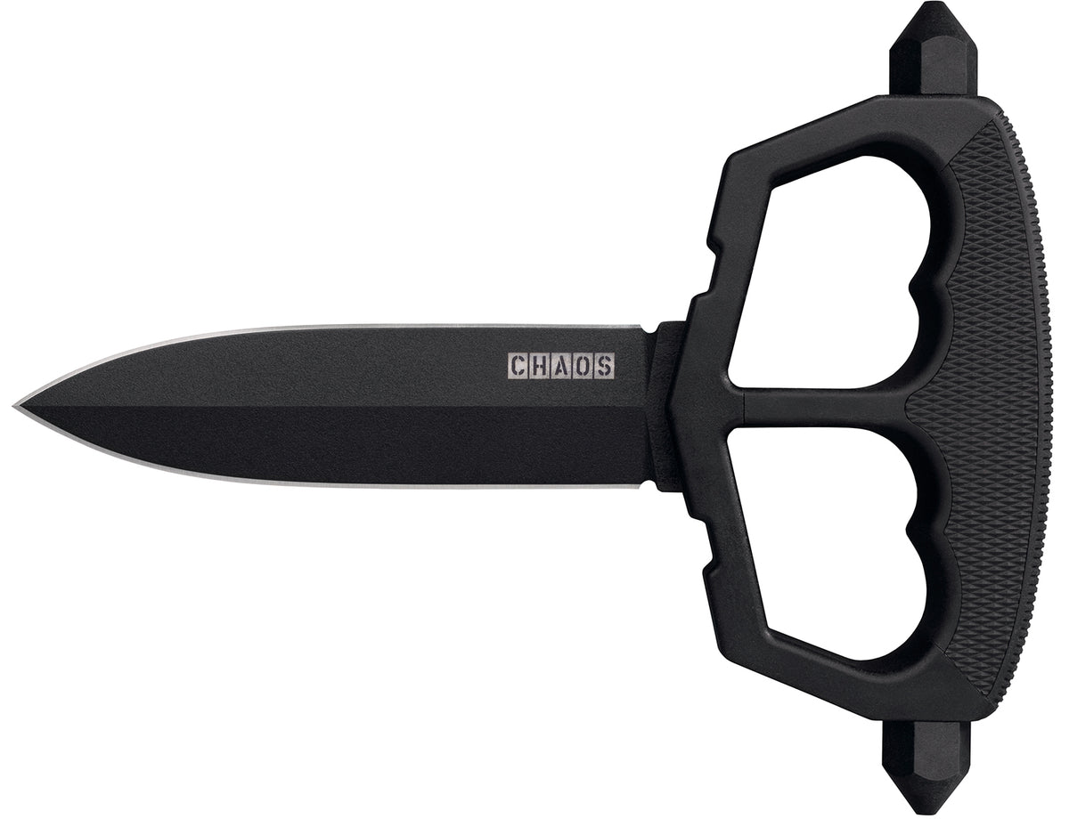 Cold Steel CS80NT3 Chaos Push Knife 5" Fixed Double Edge SK-5 Steel Blade Black Griv-Ex D-Guard Handle w/ Sheath