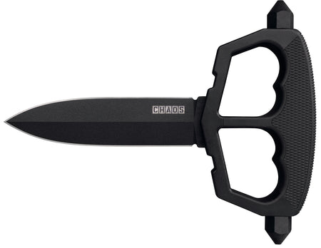 Cold Steel CS80NT3 Chaos Push Knife 5" Fixed Double Edge SK-5 Steel Blade Black Griv-Ex D-Guard Handle w/ Sheath