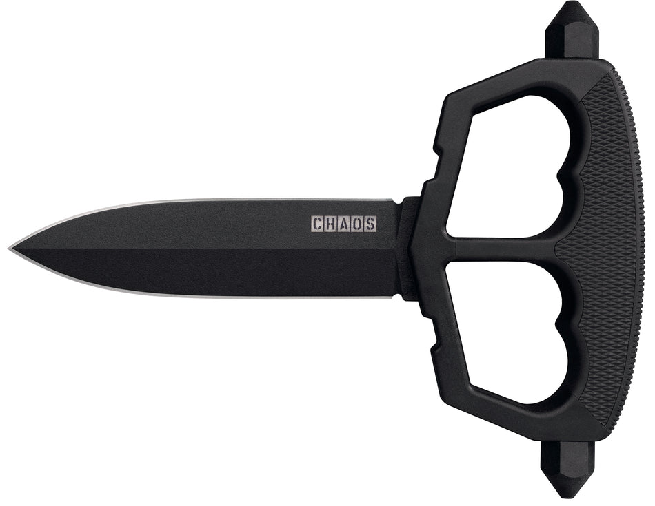 Cold Steel CS80NT3 Chaos Push Knife 5" Fixed Double Edge SK-5 Steel Blade Black Griv-Ex D-Guard Handle w/ Sheath