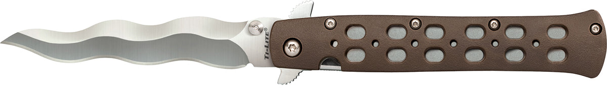 Cold Steel CS-26SK4 Ti-Lite 4" Folding Plain Kris Blade AUS-10A Steel Flat Dark Earth Griv-Ex Handle