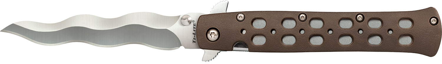 Cold Steel CS-26SK4 Ti-Lite 4" Folding Plain Kris Blade AUS-10A Steel Flat Dark Earth Griv-Ex Handle