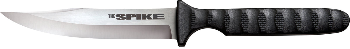 Cold Steel CS-53NBS Spike 4" Fixed Bowie Plain 4116 Stainless Steel Blade Black Scalloped Griv-Ex Handle w/ Sheath