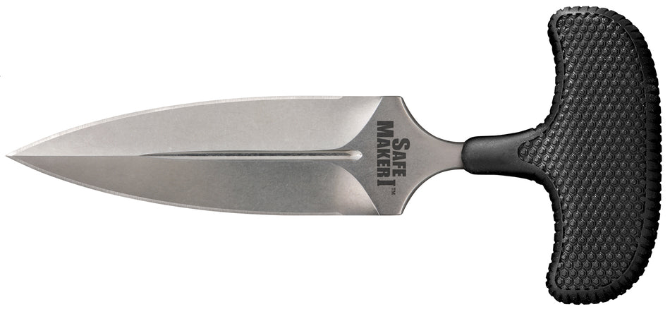 Cold Steel CS12DBST Safe Maker I 4.5" Fixed Spear Point Stone Washed AUS-8A Stainless Steel Blade with Black Kray-Ex Handle and Sheath
