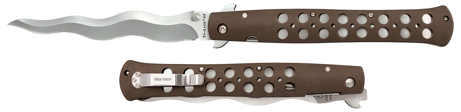 Cold Steel CS-26SXK6 Ti-Lite 6" Folding Kris Plain AUS-10A Stainless Steel Blade Black Griv-Ex Handle