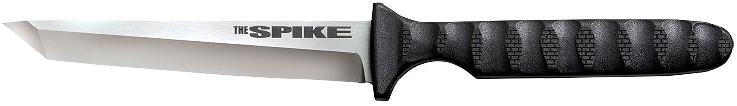 Cold Steel CS-53NCT Spike 4" Fixed Tanto Plain Cryo 4116 Stainless Steel Blade Black Scalloped Griv-Ex Handle with Bead Chain and Sheath