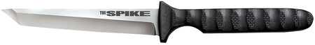 Cold Steel CS-53NCT Spike 4" Fixed Tanto Plain Cryo 4116 Stainless Steel Blade Black Scalloped Griv-Ex Handle with Bead Chain and Sheath