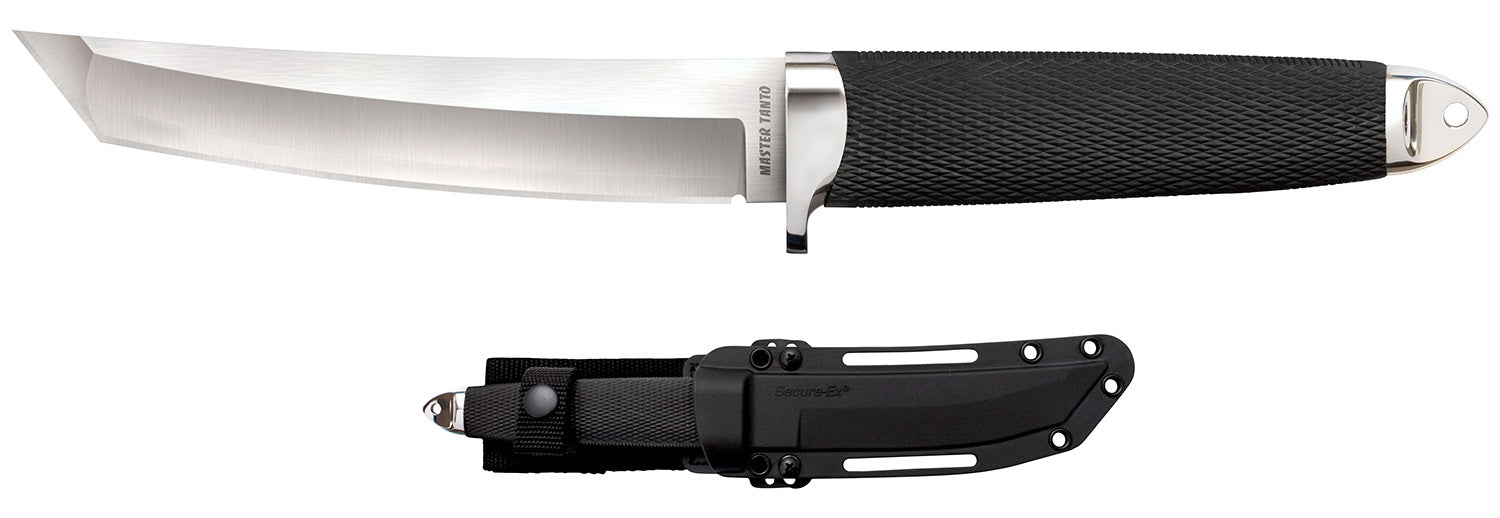 Cold Steel CS-35AB San Mai Master 6" Fixed Tanto Plain Satin VG-10 San Mai Blade Black Oval Kray-Ex Handle with Sheath
