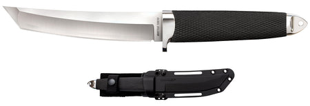 Cold Steel CS-35AB San Mai Master 6" Fixed Tanto Plain Satin VG-10 San Mai Blade Black Oval Kray-Ex Handle with Sheath