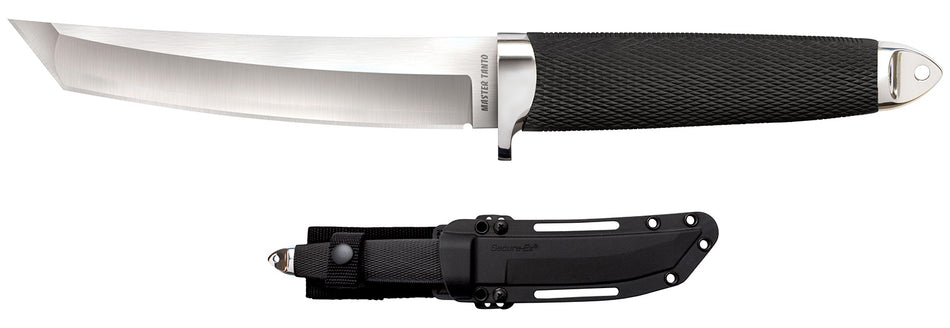 Cold Steel CS-35AB San Mai Master 6" Fixed Tanto Plain Satin VG-10 San Mai Blade Black Oval Kray-Ex Handle with Sheath