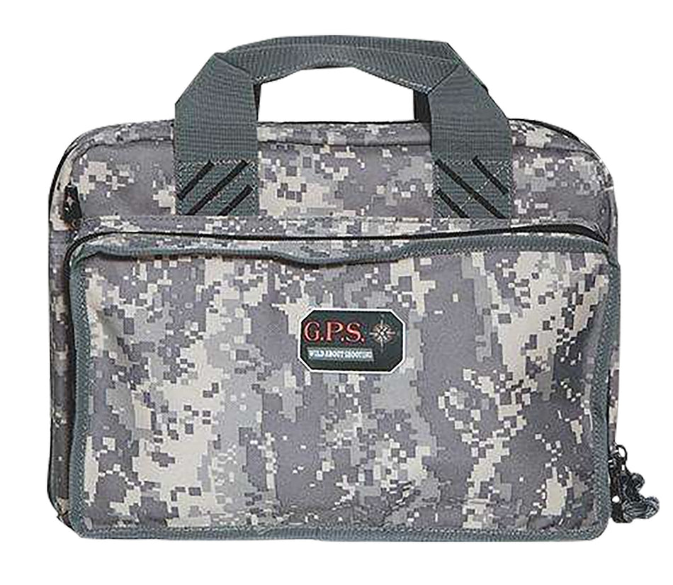 GPS Bags 1310PCDC Quad Pistol Case Digital Camo Nylon Holds 4 Handguns with Range Pockets