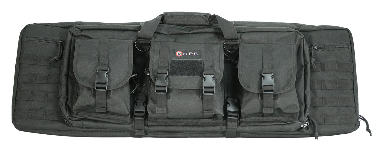 GPS Bags DRC36 Double Rifle Case 36" Black 600D Polyester with 2 Padded Pistol Sleeves and MOLLE Webbing