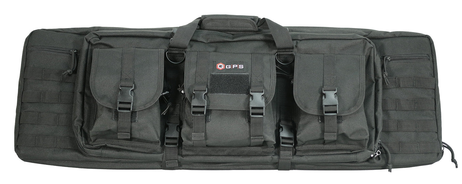 GPS Bags DRC36 Double Rifle Case 36" Black 600D Polyester with 2 Padded Pistol Sleeves and MOLLE Webbing