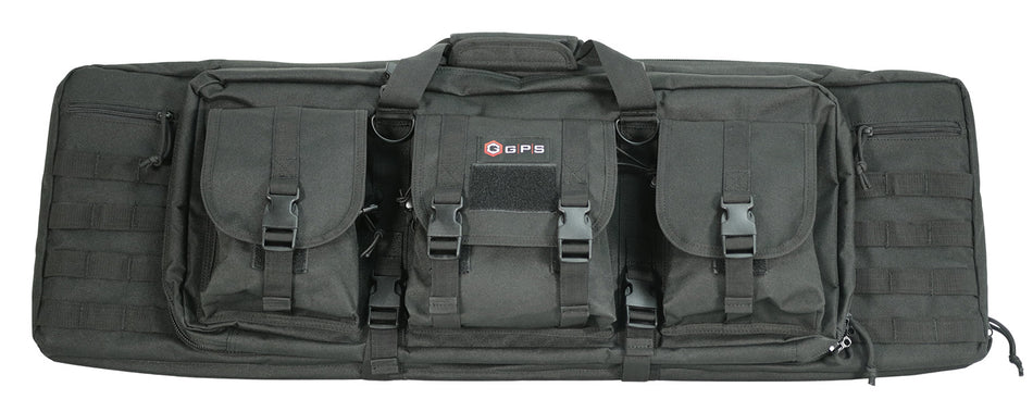GPS Bags DRC36 Double Rifle Case 36" Black 600D Polyester with 2 Padded Pistol Sleeves and MOLLE Webbing