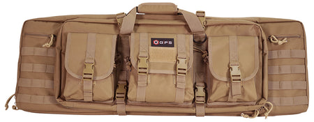GPS Bags DRC36FDE Double Rifle Case 36" Flat Dark Earth 600D Polyester with Padded Pistol Sleeves and MOLLE