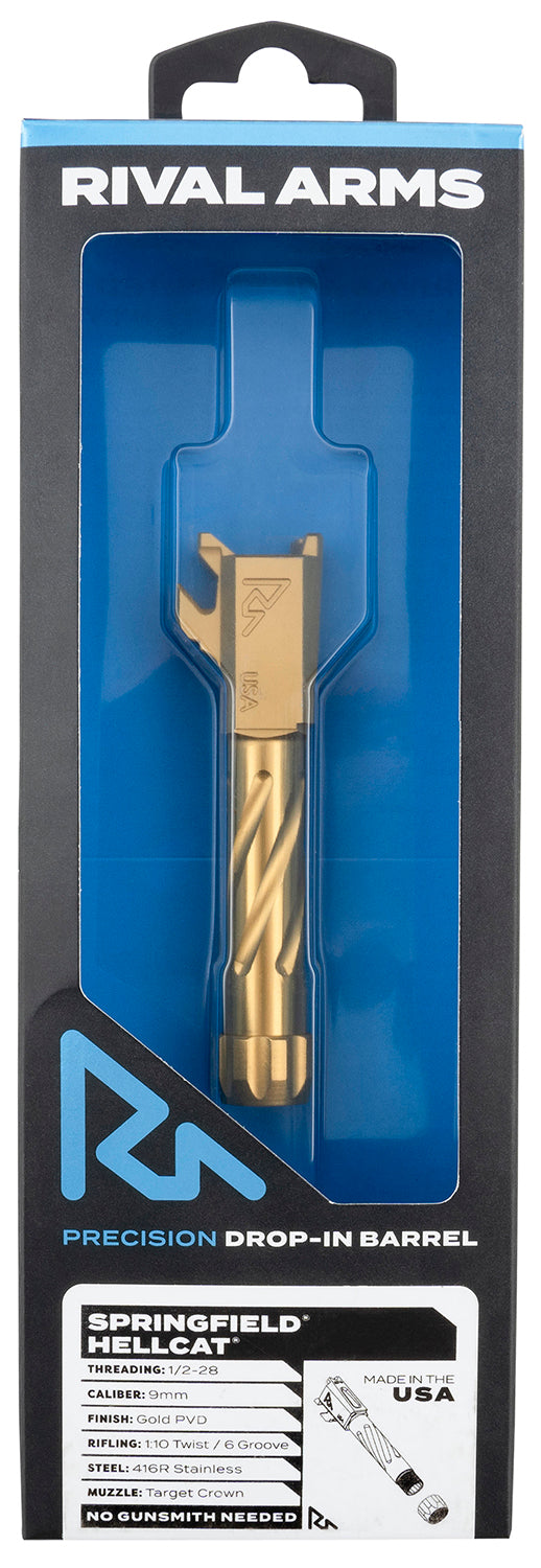 Rival Arms RA20H101E Precision V1 Gold PVD Spiral Fluted Threaded Barrel for Springfield Hellcat
