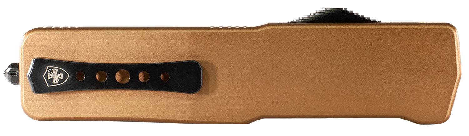 Templar Knife LAAB121 Premium LW Large OTF Dagger 3.50" Black Oxide Stonewashed Powdered D2 Steel Blade, 5.25" Bronze Anodized Aluminum Handle