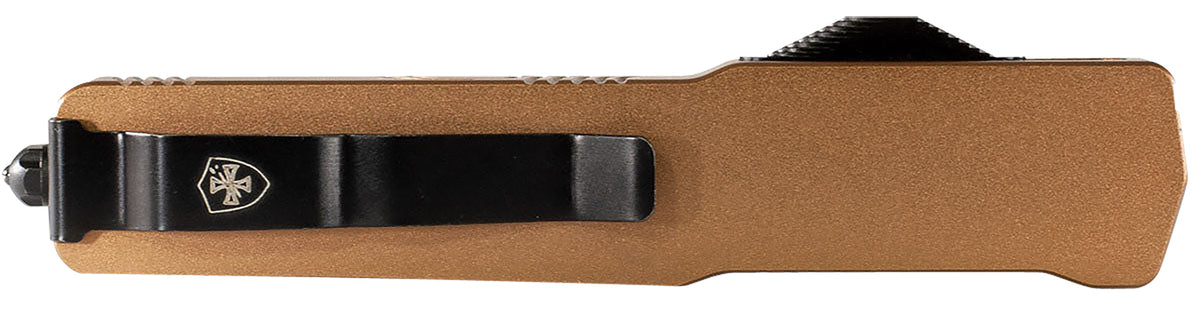 Templar Knife MAAB321 Premium LW Slim OTF Drop Point 8.09" Overall Black Oxide Powdered D2 Steel Blade, 4.93" Bronze Anodized Aluminum Handle