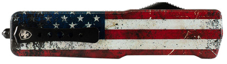 Templar Knife MAUS321 Premium LW US Flag Slim OTF Drop Point 3.25" Black Oxide Stonewashed D2 Steel Blade, 5" US Flag Aluminum Handle