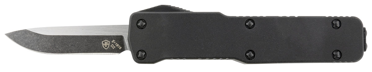Templar Knife CABR321 Premium LW Micro 1.85" OTF Drop Point Plain D2 Steel Blade, Black Aluminum Handle, CA Legal